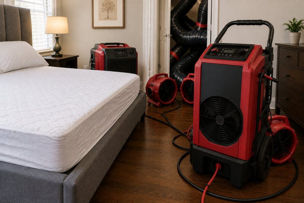 Rock Pest technician performing a warrantied bed bug treatment